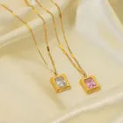 Stone Hop New Trendy France Vintage Square Diamond CZ Stone Titanium Stainless Steel Hip Hop Jewelry