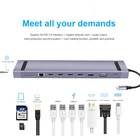 Sd Adapter 11 En 1 USB 2.0 USB 3.0 SD TF Card PD VGA 3.5mm Jack Type C Adapter