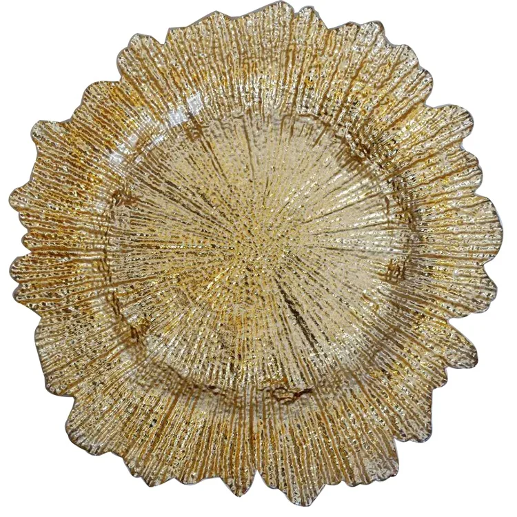 gold leaf glass charger plates