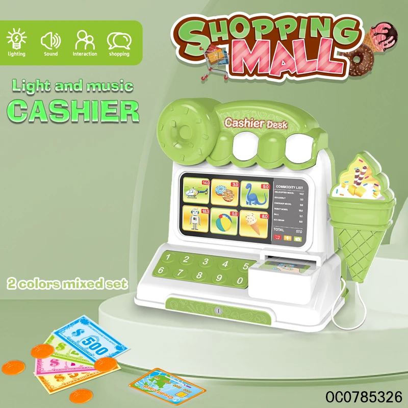 Ice cream shop wholesale electronic toy cash register with light music