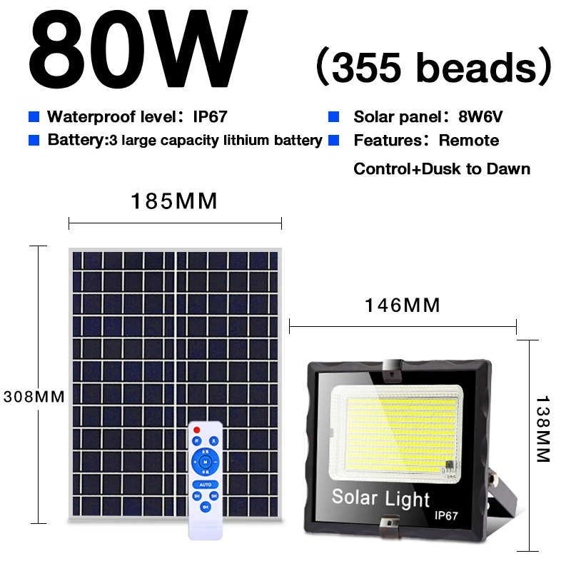 Solar Powered Led Floodlight 1000w 500w 400w 60w 100w 200w 300w Led Solar Flood Lights