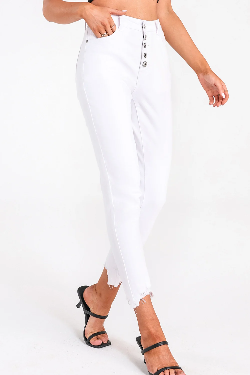 Dear-Lover New Arrivals Denim Pants Women Solid Color High Waist Harem Designer Ladies White Jeans