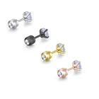 Stud Earrings Cz 2-6mm Stud Earrings Hypoallergenic Double Round Cubic Zirconia Stainless Steel CZ Earrings For Women 2021