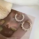 Silk Earrings DIY Hand-woven Golden Filled Pearl Silk Hoop Earrings 2021 New Style 925 Silver Needle