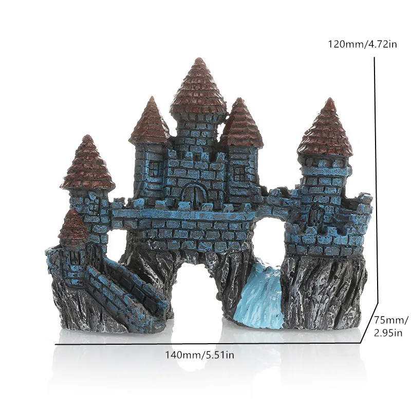 Resin Ancient Castle Artificial Ornaments Hideout Caves Layout Prop For Fish Tank Aquarium Landscape Handicrafts Decor 1