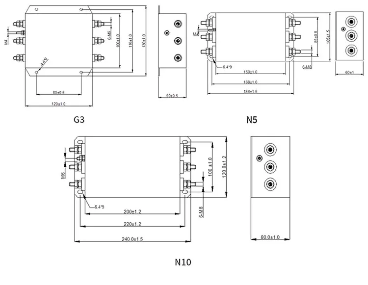 High Current 100A Single-Stage 3-Phase 3-Wire Industrial Grade EMI Power Filter for Motor Drive Industrial Equipment LV Products manufacture