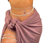 Hot Sale Large Sexy Body Jewelry Belly Button Chain Pearl Waist Chain Adjustable Waist Beads For Women