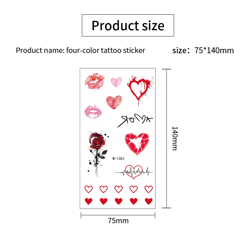Big Bulk Waterproof Body Buttocks Fake Tattoos love Heart Tempory Tattoos Paper for Adults Sexy details