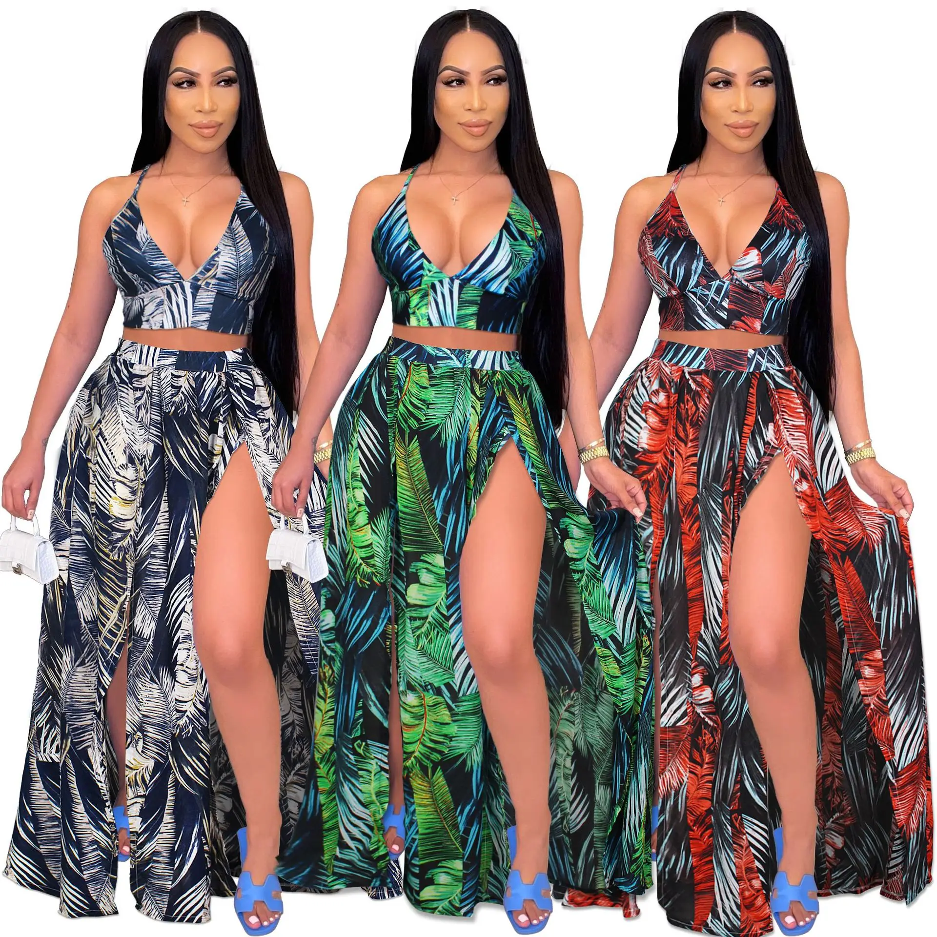 Conjunto De Falda Con Tirantes Y Estampado Para Mujer,Vestido Playero De  Dos Piezas - Buy Vestido De Playa,Vestidos Vestidos Maxi De Las Mujeres,2  Piezas De Mujer Product on Alibaba.com