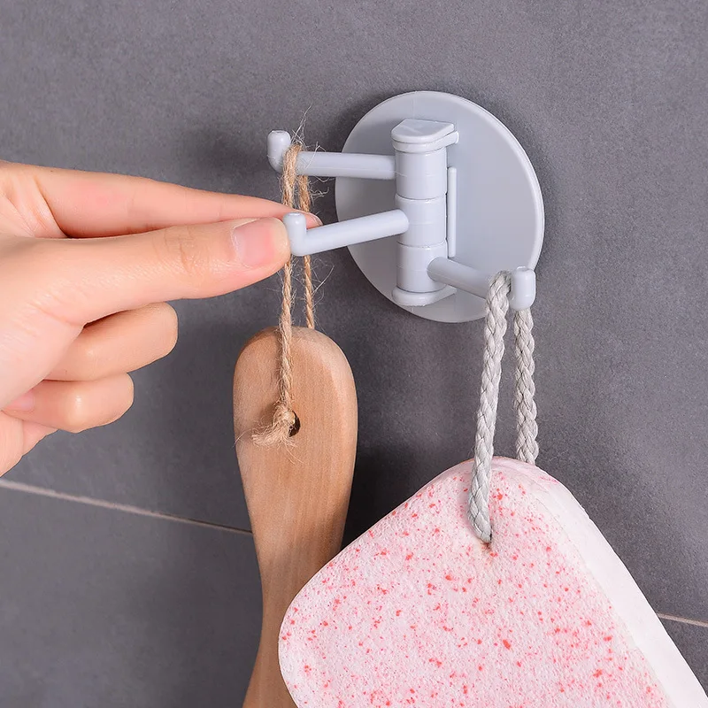 Three Branch Hook Adhesive Rotatable Seamless Keychain Kitchen Wall Hangers Decoration Hooks Bathroom Accessories Home Supplies