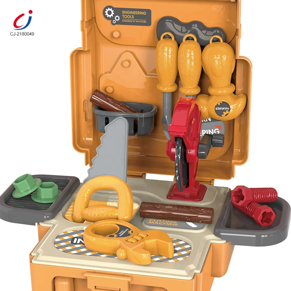 Workshop juguete de herramienta backpack plastic engineer pretend play kids engineering tools toy set