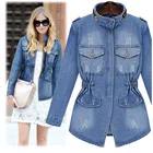 Jacket Ladies Womens Denim Jacket Ladies Blue Ripped Distressed Button Up Vintage Washed Pocket Coat