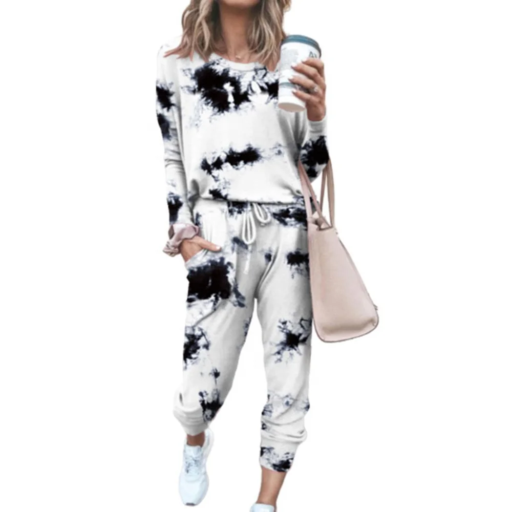 Tie Dye Printed Long Sleeve Pajamas Set 
