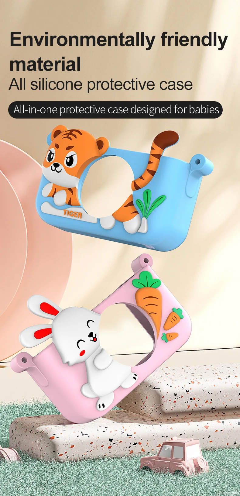 儿童相机1080p高清儿童数码摄像机内置游戏可爱卡通迷你相机礼品玩具