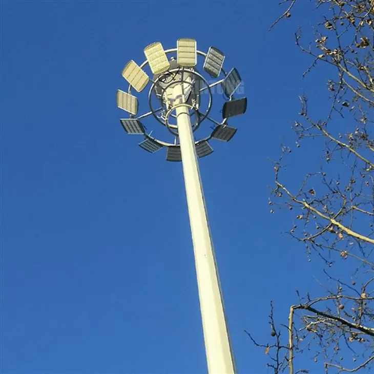 high mast pole with led flood lighting system