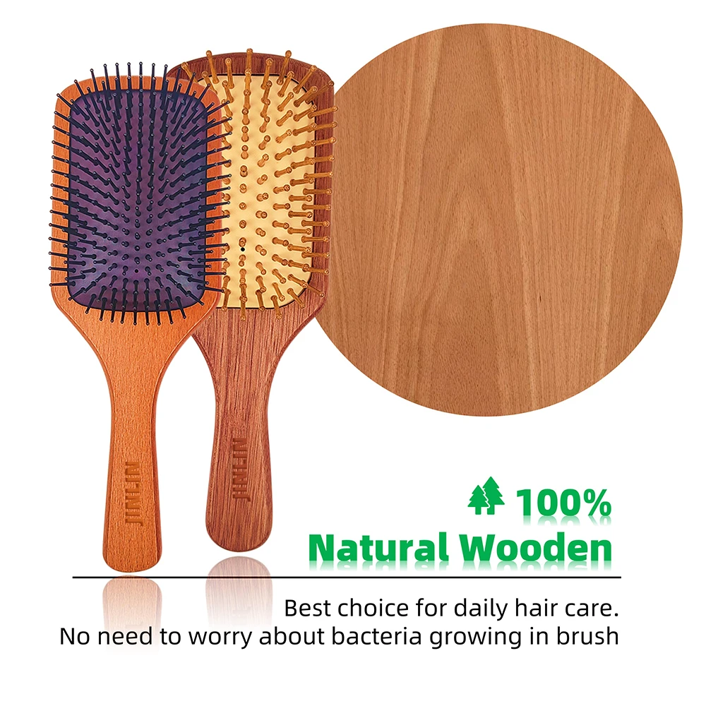 Classic Magic Soft Lady Head Dry Massage Bamboo Hairbrush Wave Hair