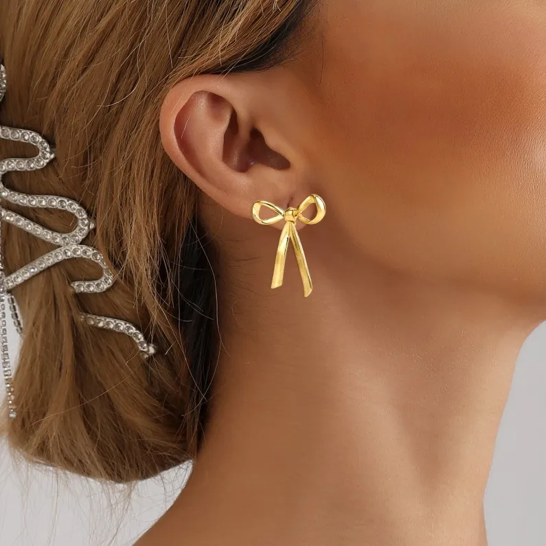 High Quality Bow Knot 925 Sterling Silver 18k Gold and Silver Pendant Earrings Women Luxury