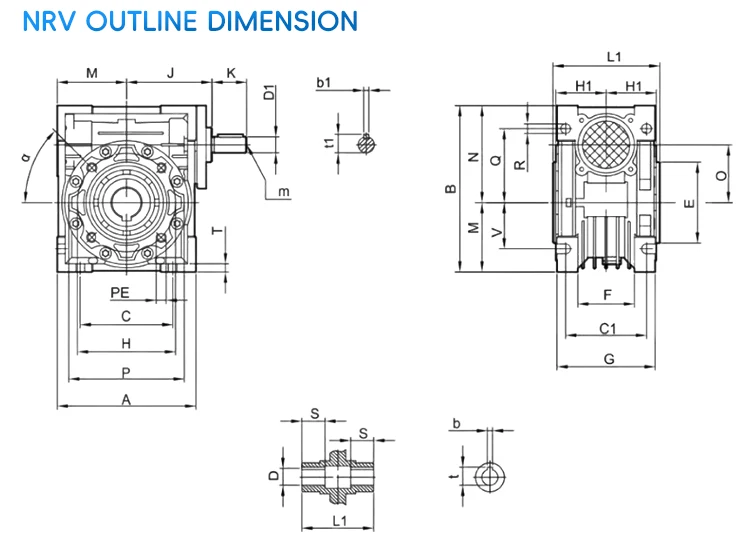 product direct sale aluminum shell worm gear speed reducers rv30 40 50 63 75 90 110 130 150nmrv customized odm supported-9