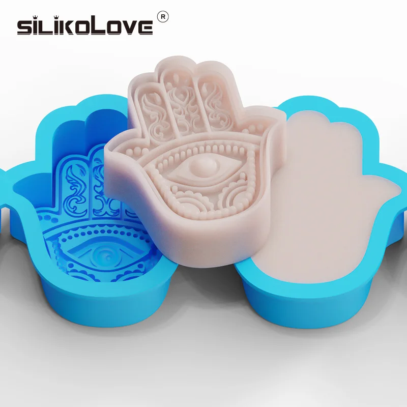 SILIKOLOVE New Design 4 Pcs Hamsa Silicone Soap Making Molds Cake Tools Silicone Candle Mold Fatima Silicone Mold