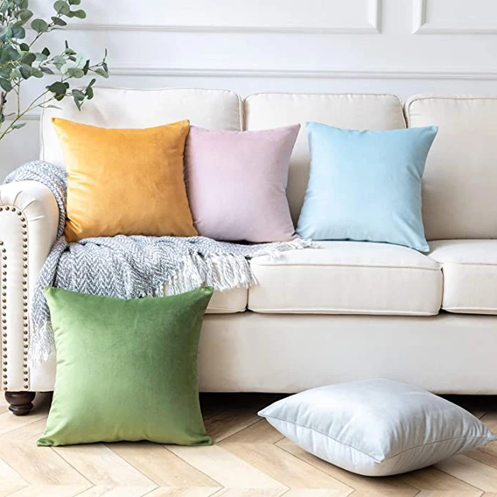 20" Large Velvet Plain Cushion Cover Pillow Case Home Sofa Room Decor 50cm*50cm 