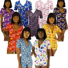 Adult Onesie Pajamas Pajamas Top Selling Printing Sexy Jumpsuit Low V Neck Short Sleeves Adult Onesie Pajamas For Women