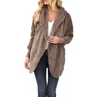 Coat Women Winter Comfortable Faux Double-Side Plush Jacket Hooded Coat
