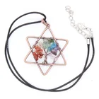 Crystals Crystal Wholesale Handmade Rainbow Rose Green Crystals 7 Chakra Stone Wisdom Life Tree Pendant Necklaces