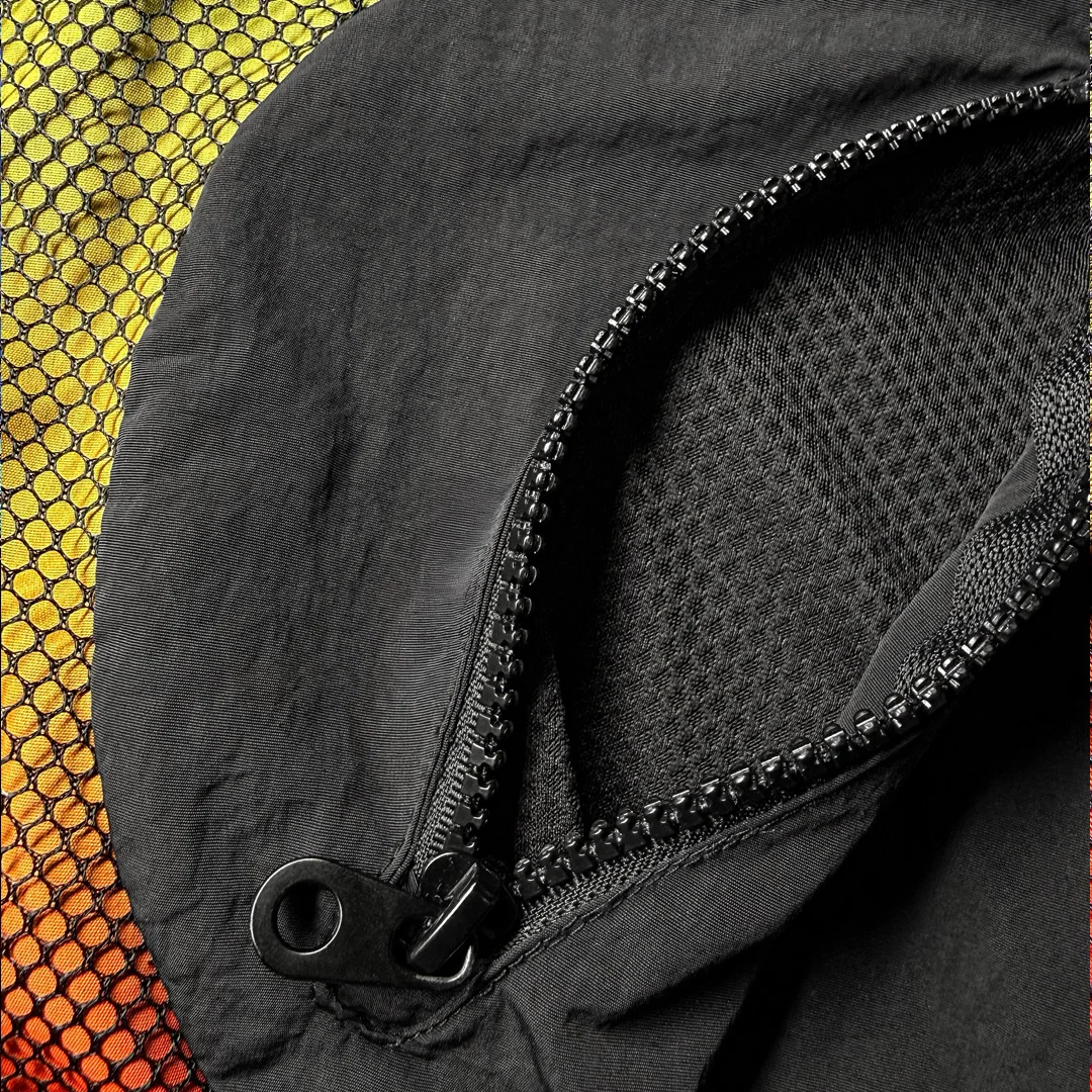 product custom streetwear vintage gradient spliced nylon tracksuit badge embroidered stand collar zip up jacket wide leg sweatpants-4