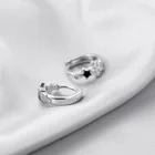Black Earrings 925 Silver Crystal Zircon Epoxy Retro Black Pentagram Ear Clip Earrings For Women