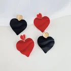 Bridal Earrings Earrings Fashion Bridal Wedding Waved Colored Black Red Heart Shaped Stud Earrings Jewelry