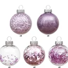 60mm Shatterproof Clear Plastic Christmas Ball Ornaments Xmas Balls Baubles Set With Stuffed Delicate Decorations