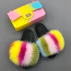 Handbags Summer New 2 Piece Pvc Jelly Handbags Candy Jelly Crossbody Bag Handbags Matching Fur Slippers