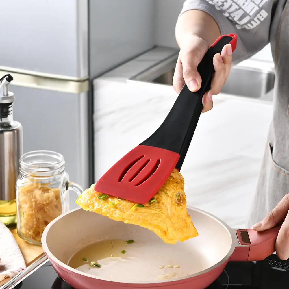 New Arrival easy clean 3-in-1 Frying beef steak egg fish 2 in 1 no damaging pan  food spatula and tongs set