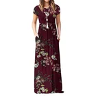 Plain Dresses Women's Short Sleeve Loose Plain Maxi Long Dresses Women Maxi With Pockets Casual Dresses