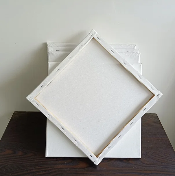 Custom Size 380g Thickness White Color Stretched Canvas with Pine Wood Frame for Oil Acrylic Painting