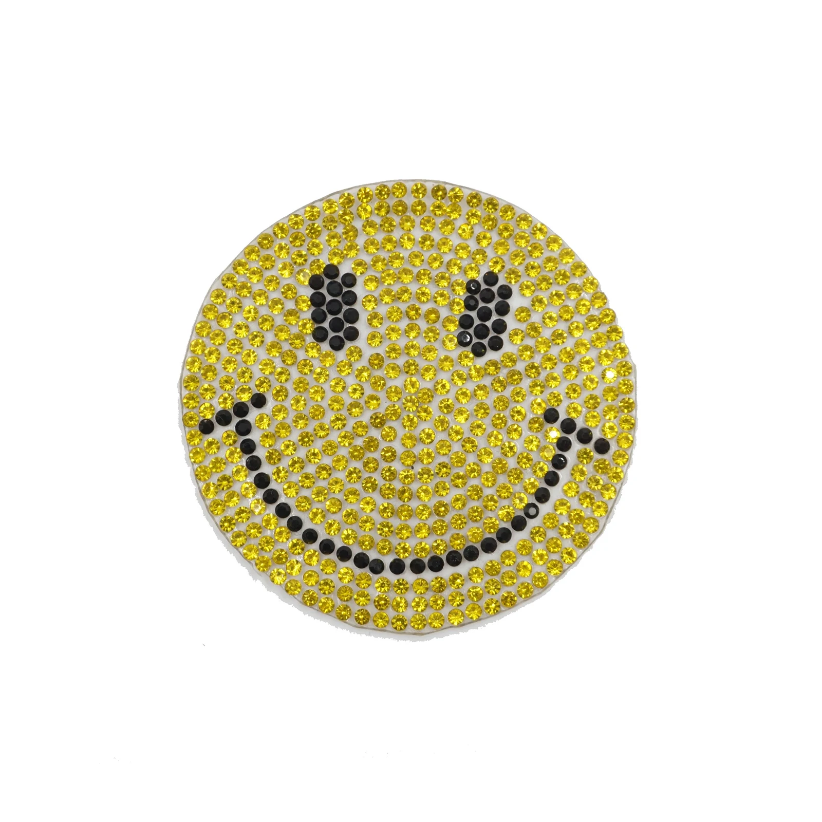 Baseball ready design free sample iron on colorful smiley face rhinestone luxury patches