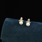Stud Earrings Earrings Fresh Water Pearl Stud Vintage Crown Earrings Women For 2021