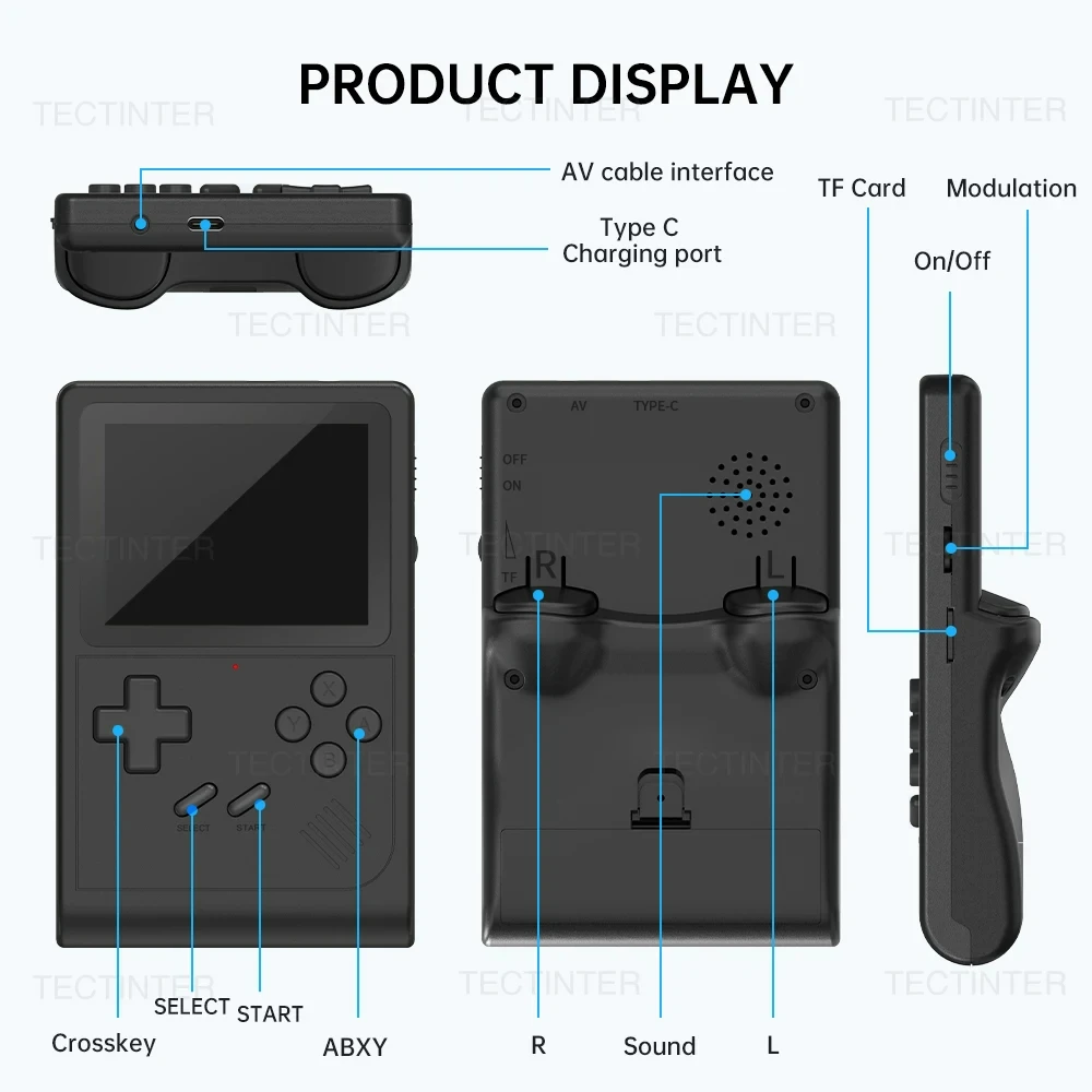 GB300 Portable Handheld Game Player 3.0 inch Screen TV Video Game Console AV Output Built-in 8G 6000+ Games