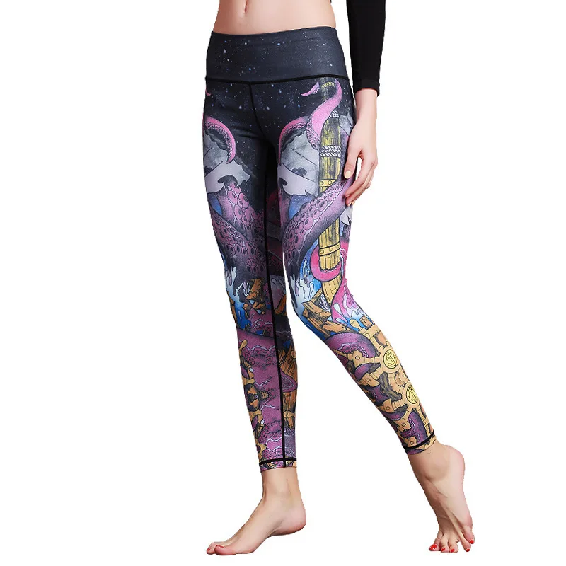 Printed Lulu yoga pants Outdoor sports running quick-drying fitness pants Tight stretch yoga pants for women