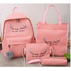 School Promotion Wholesale Custom Stock Canvas Students School Backpack 4 Pieces Set Bags Kids Bag