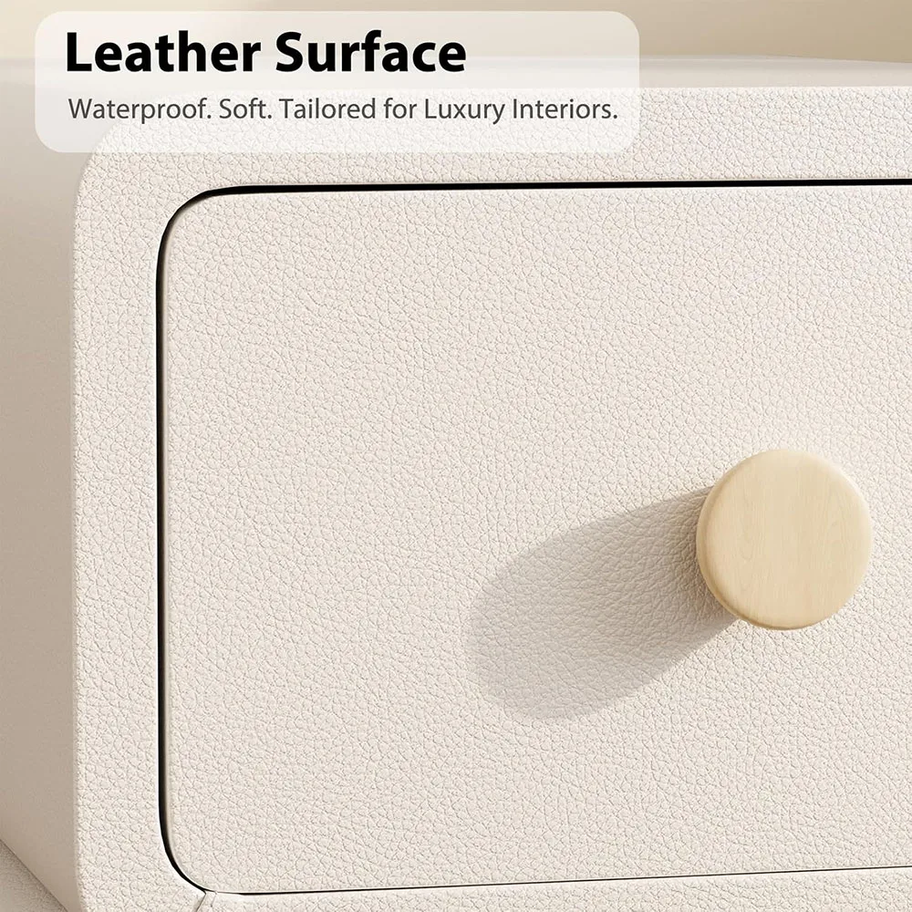 Modern Minimalist White Nightstand with Drawersfor Bedroom Dorm Living Room Dining Apartment Use details
