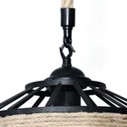 Light Vintage Industrial Round Iron Chandelier Hemp Rope Ceiling Light