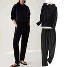 Black Blank Hoodie Black Wholesale High Quality Plain Blank Organic Cotton Oversized Custom Women Hoodie Set