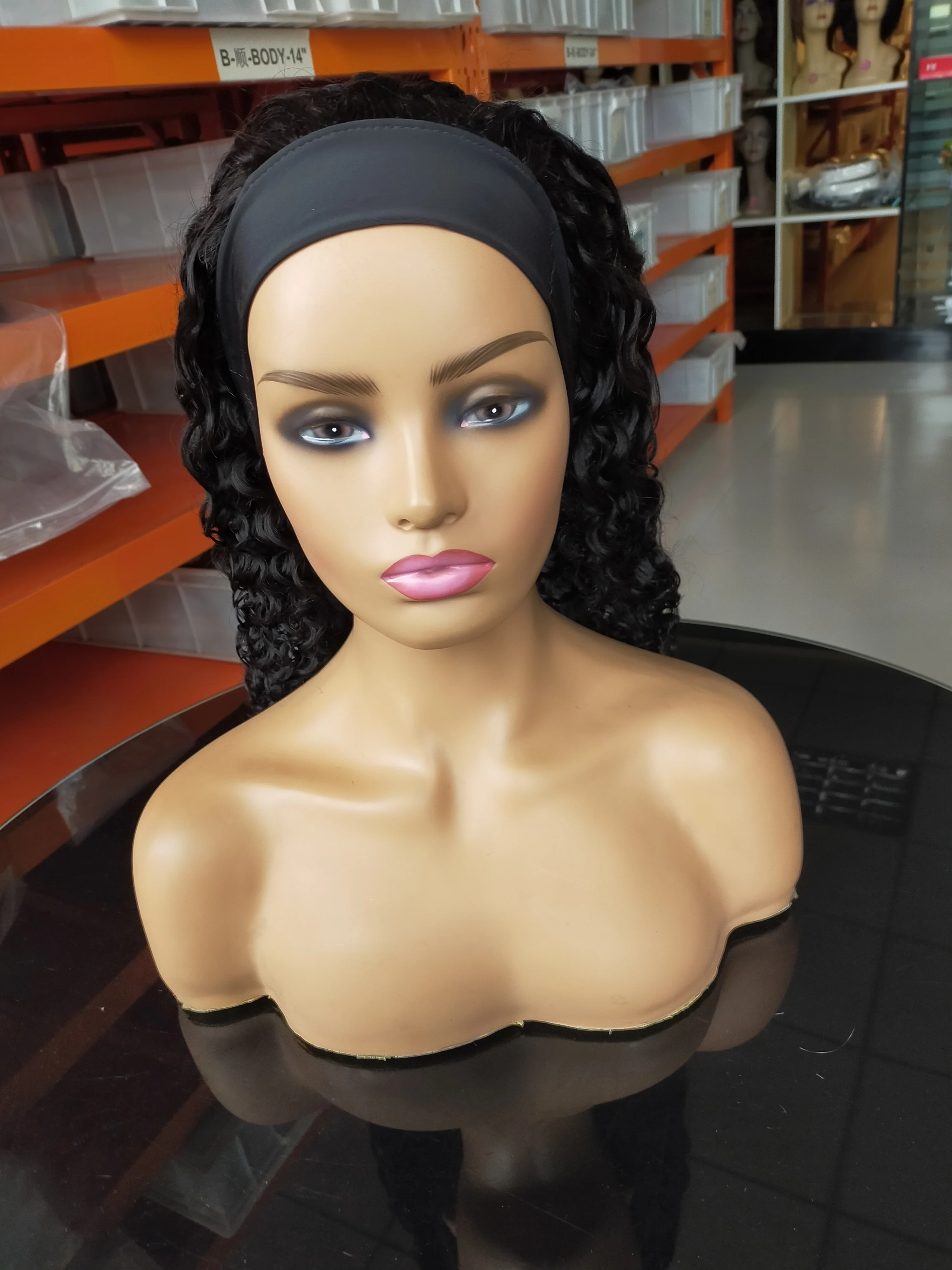 Favorable thick human hair headband Wigs Wholesale virgin afro kinky curly machine made Human Hair Wig vendors