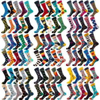 Yiwu Socks Wholesale Fashion Novelty Custom 100 Pure Cotton Mens Colorful Dress Socks