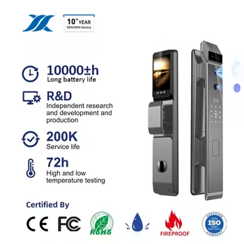 Tuya OEM 3D Face Recognition Digital Door Lock 4200mAh Battery Biometric Lock Wood Door App Smart Locks For Home Security