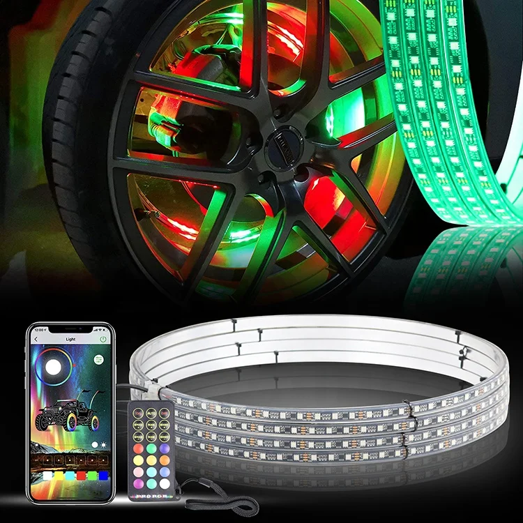 17.5" Dynamic ColorChasing LED Wheel Ring Light Music Bluetooth Double Row LED