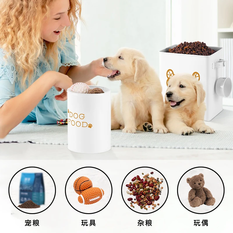Factory Direct Sale Set of Three Food Storage Tin Dog Treat Jar with Lid for Pet