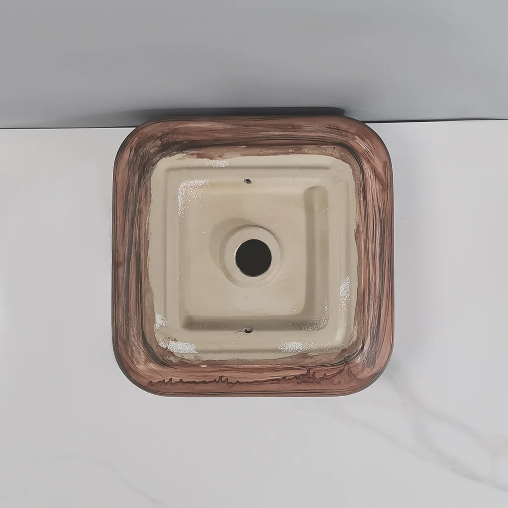 Tarpul Modern Wooden Pattern Design rectangular ceramic wash basin Above table basin Ceramic Hand Wash supplier
