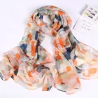 Silk Scarf 2021 New Colorful Printed Spring Autumn Polyester Silk Scarf For Lady